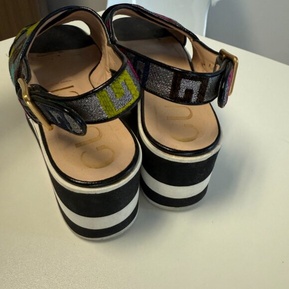 Gucci Slingback Rainbow Monogram Platform Sandals Size 37 - Picture 3 of 6